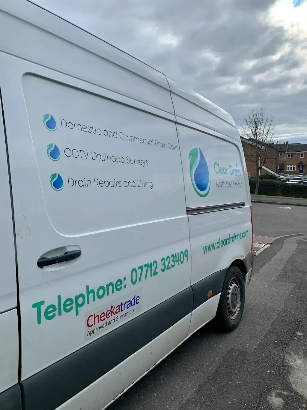 Clear Drain NE service van providing expert drainage repairs and CCTV surveys in Durham